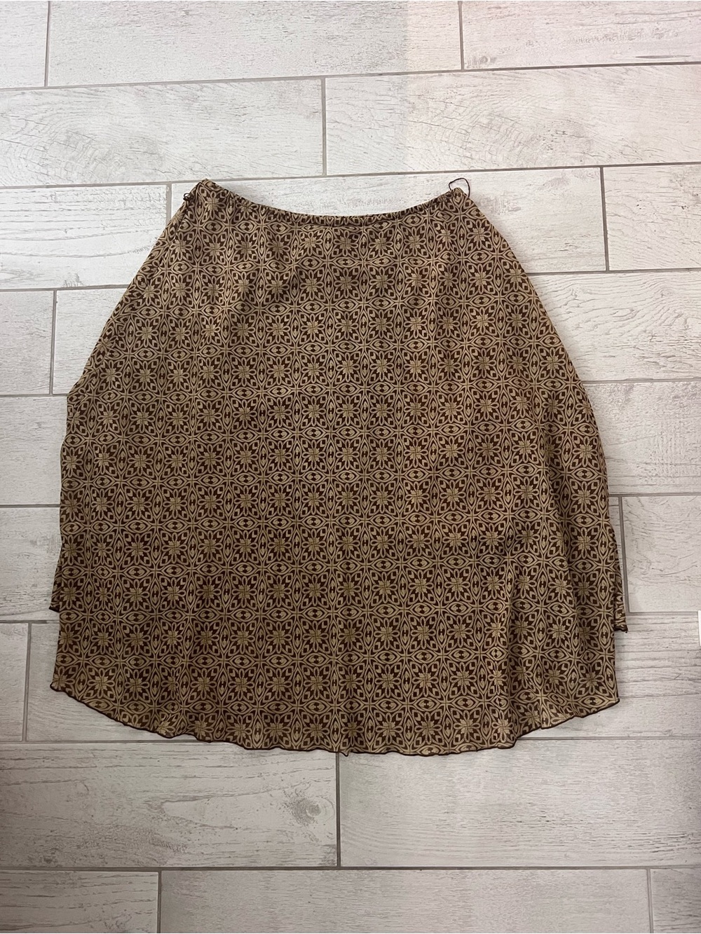 Ninety Brown Geometric Circle Skater Skirt Size L